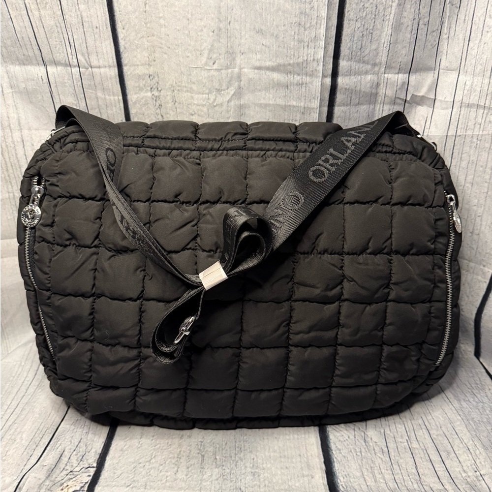 Valentino Orlandi Black Quilted Laptop Bag